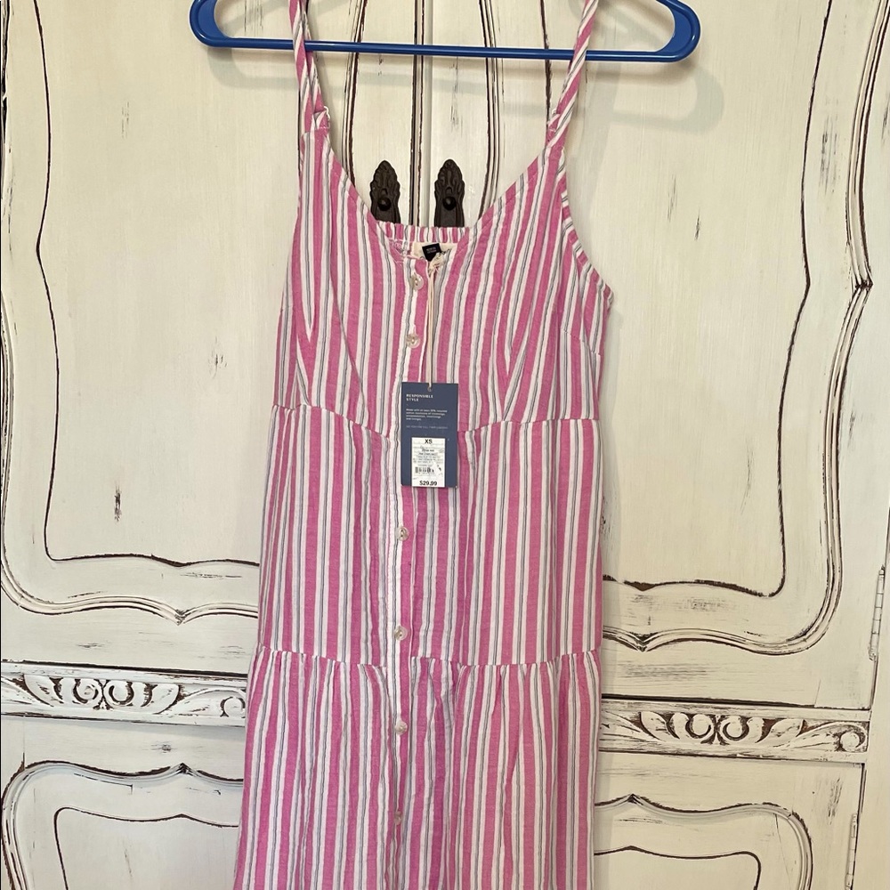 Stripped Pink/White/Blue Strap Midi Dress Universal Thread